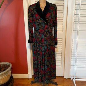 VINTAGE LANZ | floral full length pleated bottom dress 12 NWT